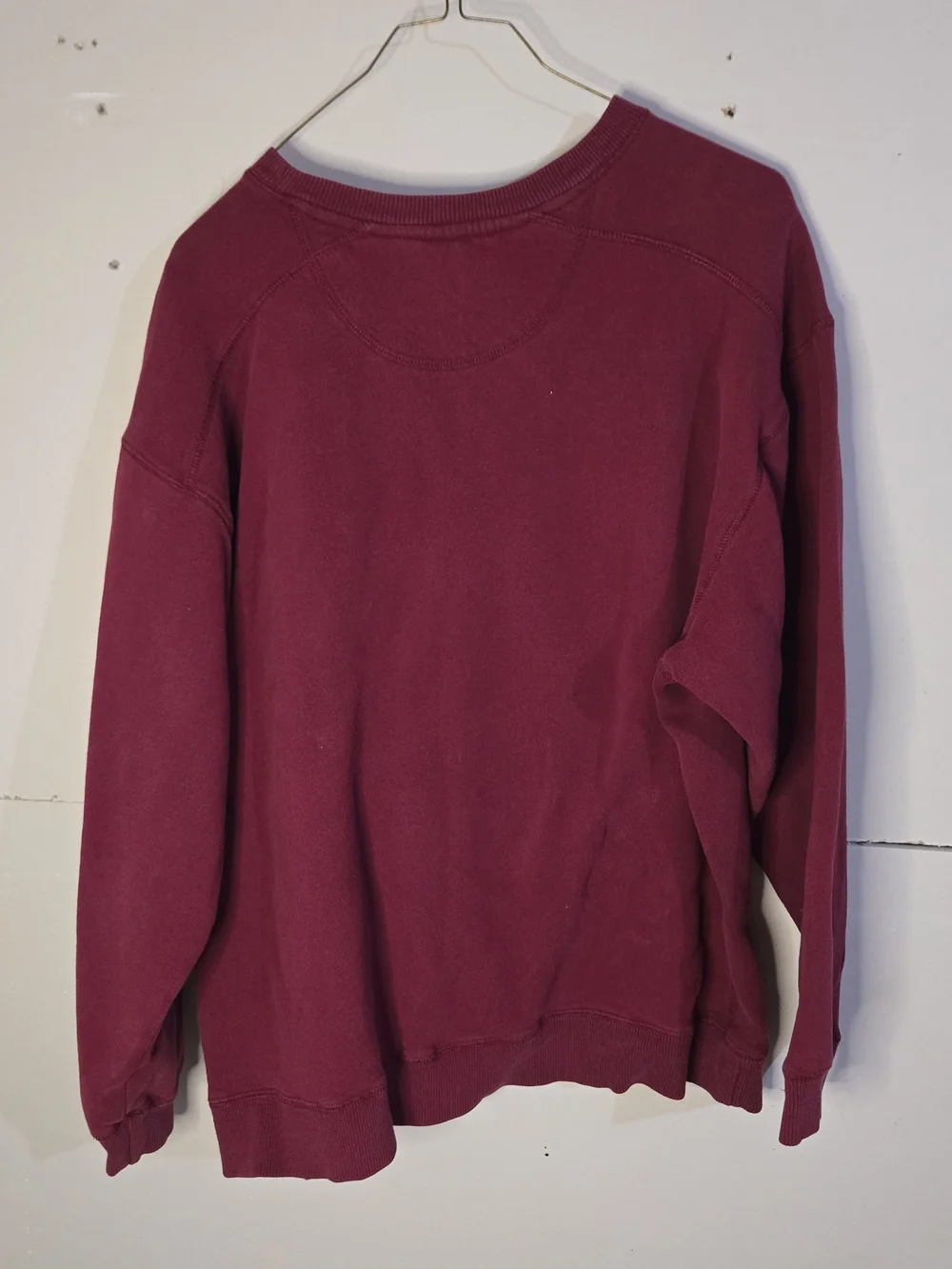 Starter Men's XL Burgundy Crew Neck Fleece Pullover Sweatshirt Embroidered Logo